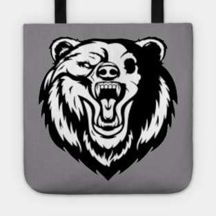 Cool black bear head design with a angry face. Tote