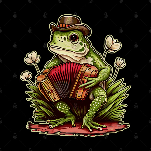 Irish Cottagecore Frog Playing Accordion by Apocatnipse Meow