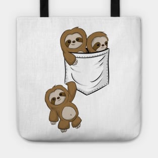 For Sloth Lovers Cute Kawaii Baby Sloths In Pocket Tote