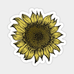 Vintage Hand drawn Sunflower Magnet