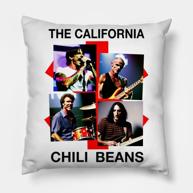 The California Chili Beans Cursed Band PARODY Alternate Universe Knock Off Brand Pillow by blueversion