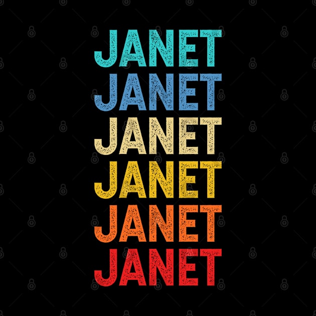 Janet Name Vintage Retro Custom Gift Named Janet by CoolDesignsDz