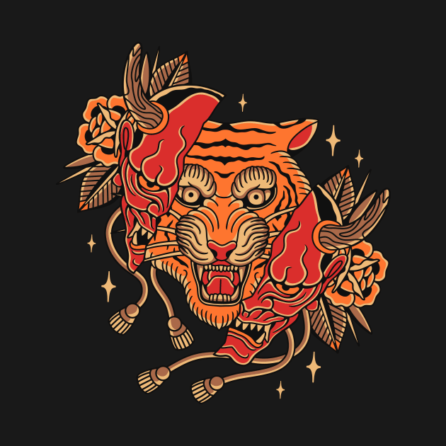 Tiger & Hannya by Abrom Rose