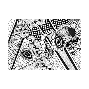 Abstract Hand Draw monochrome with circles T-Shirt