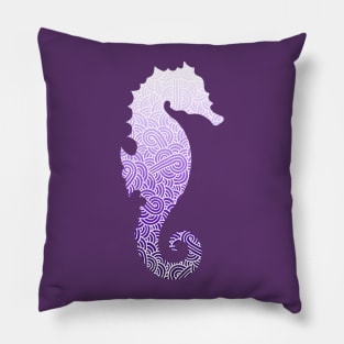 Ombre purple and white swirls doodles seahorse Pillow