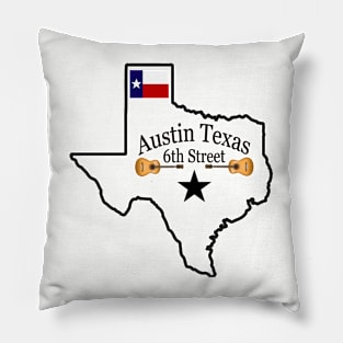 6th Street Austin Texas T-Shirt Pillow