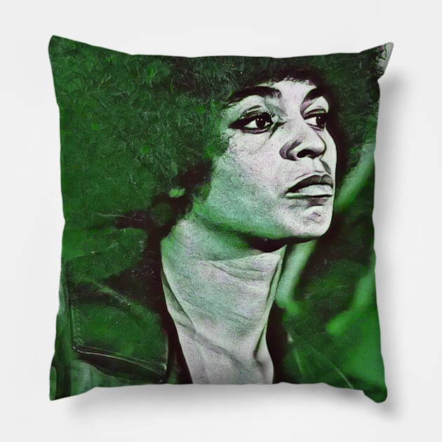 Angela Davis (B) Pillow by BlackOzean