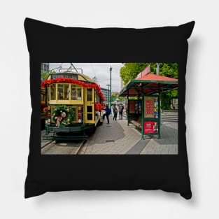 Christmas Tram - Christchurch New Zealand Pillow