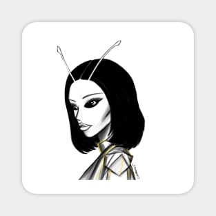 just praying mantis bug alien girl ecopop artwork Magnet