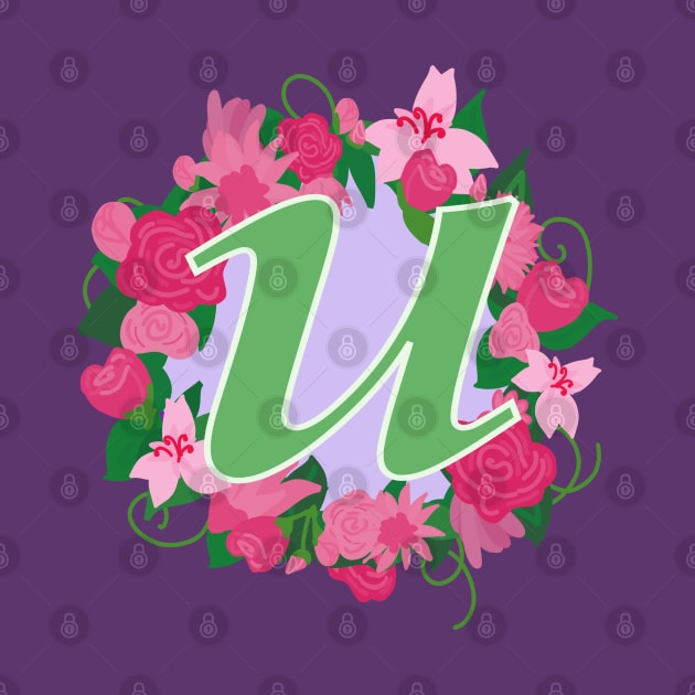 Monogram U, Personalized Floral Initial by Bunniyababa