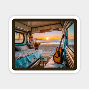 Vanlife on the beach Magnet