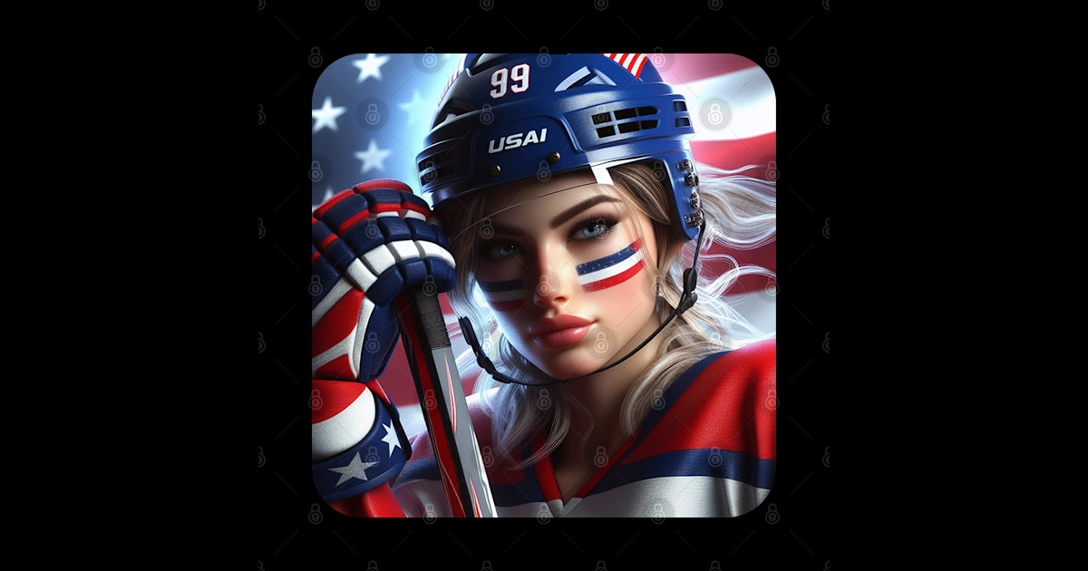 American Woman Ice Hockey Player #1 - Ice Hockey Player - Sticker ...