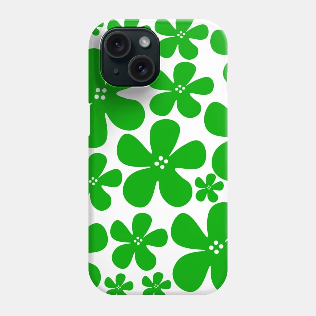 Green floral flowers pattern design Phone Case by Baobabprintstore