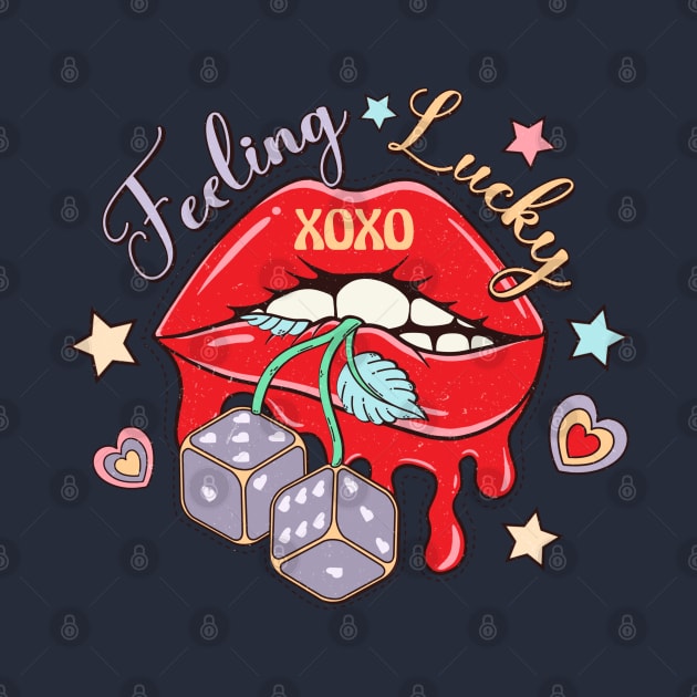 Feeling Lucky XOXO Red Lips Happy Valentines Day by Pop Cult Store