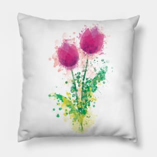 Watercolor Tulips Pillow