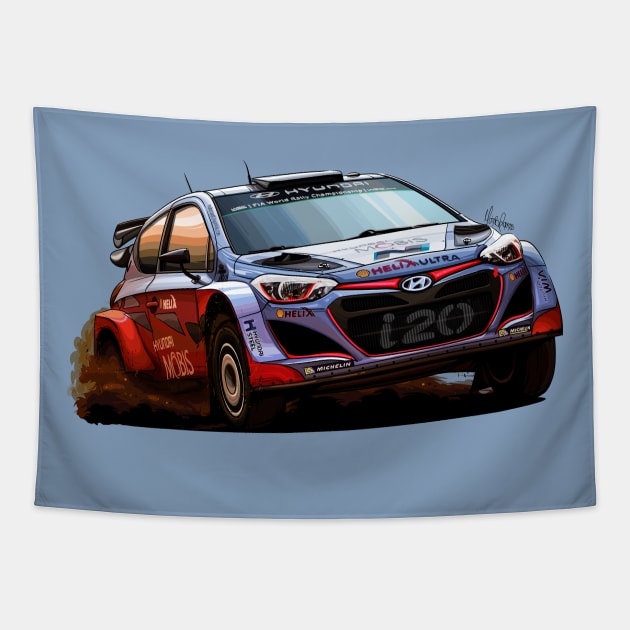 Hyundai i20 WRC Tapestry by Mario Ramos Rally Art