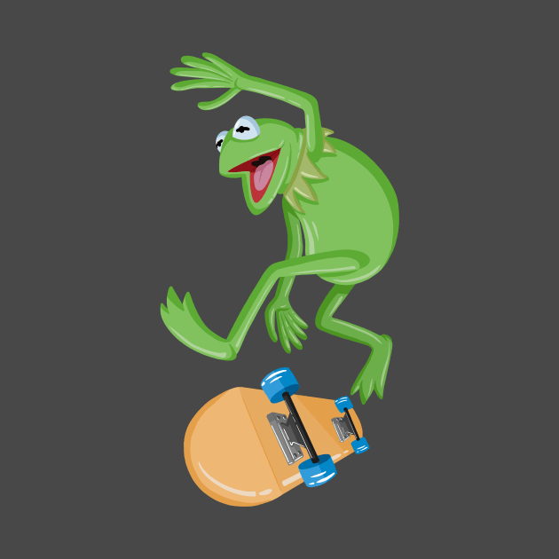 Kermit Skateboarding- pocket by AbigailBrown