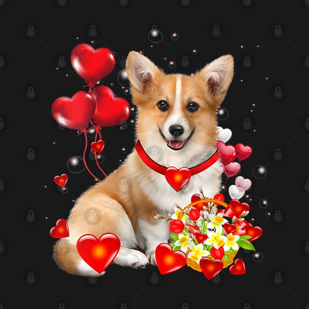 Womens Cute Corgi Valentines Day Shirt Funny Dog Valentine Gift by waterbrookpanders