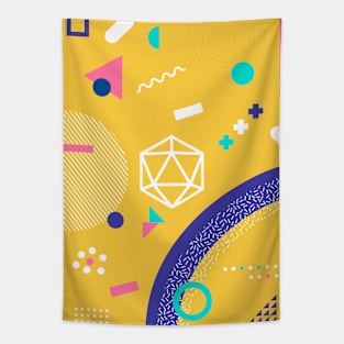 Polyhedral Dice Set Memphis Design Yellow Tabletop RPG Tapestry