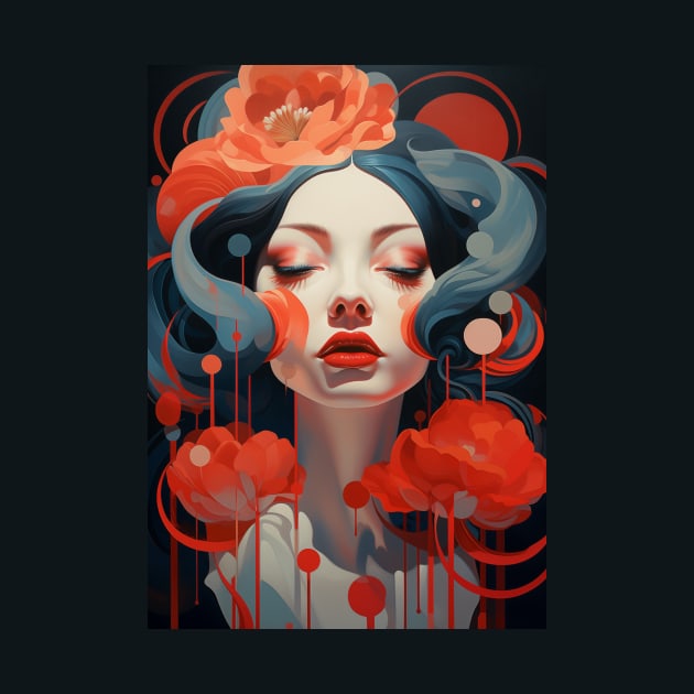 Woman Red Flower by JunkyDotCom