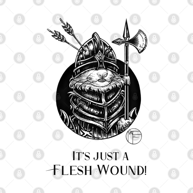 Knight Ferret - It's Just A Flesh Wound! - Black Outlined Version by Nat Ewert Art