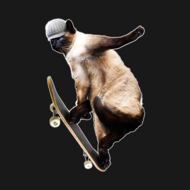 Siamese Cat Kitty Skateboard Skating Skateboarding Funny by Random Galaxy