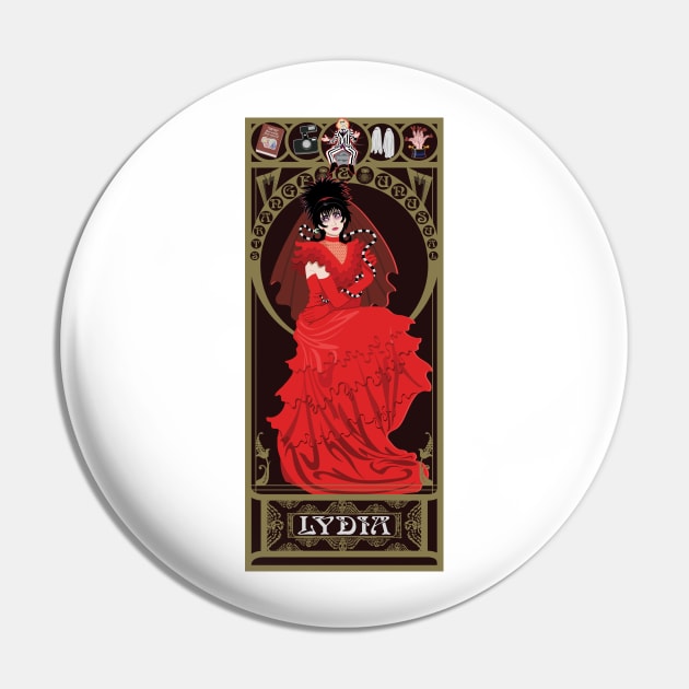 Lydia - art nouveau - Beetlejuice Pin by captainlaserbeam