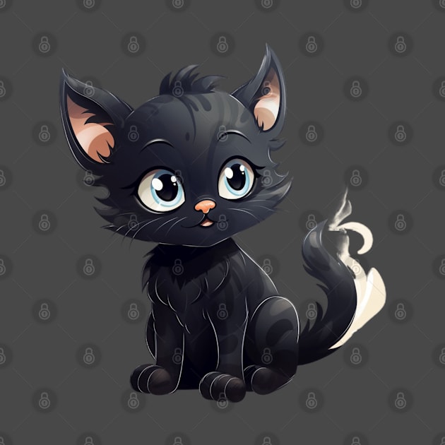 Black Kitten Cartoon Style by NatashaCuteShop