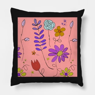 Rose tulip daisy lavender pattern Pillow