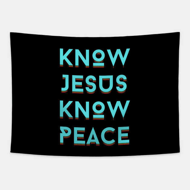 Know Jesus Know Peace | Christian Typography Tapestry by All Things Gospel