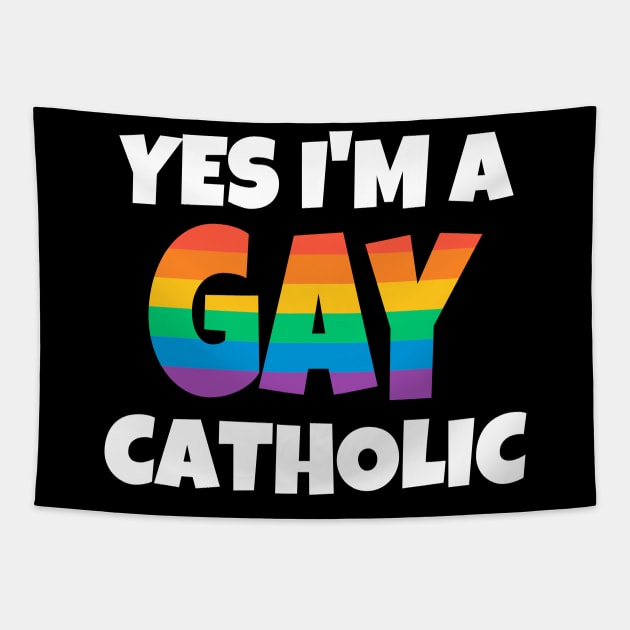 Rainbow Gay Catholic Tapestry by FunnyStylesShop