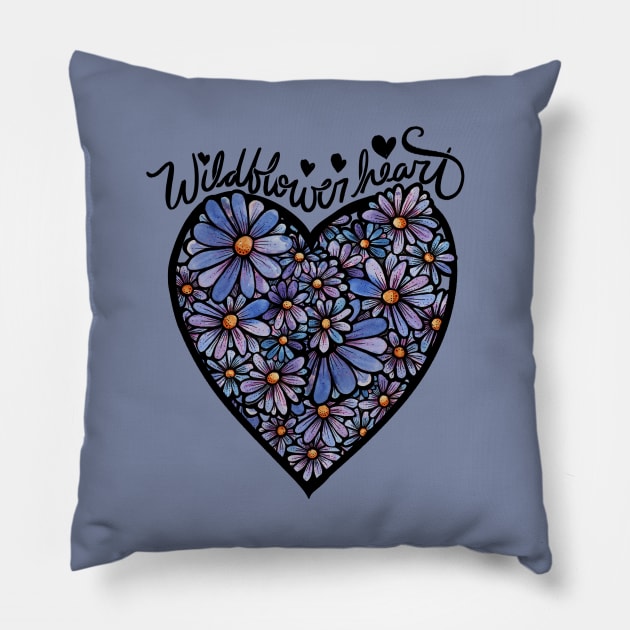 Wildflower Heart Pillow by bubbsnugg