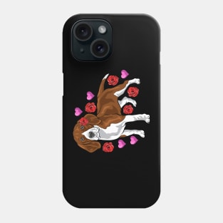 A super cute beagle with flowers and hearts. Phone Case