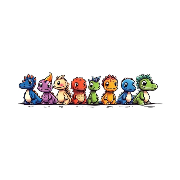 Colorful Dinosaur Squad by The Charming Corner