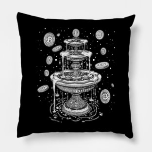 Cryptocurrency. Bitcoin fountain Pillow