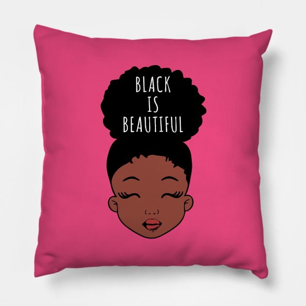 Black is Beautiful, African American Girl, Black Girl Magic Pillow by UrbanLifeApparel