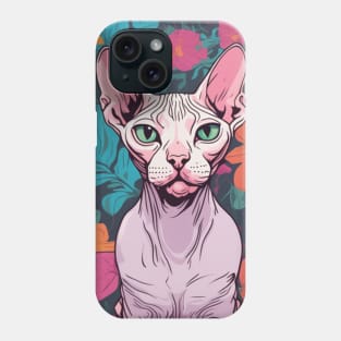 Summer Sphynx, cat with flowers Phone Case