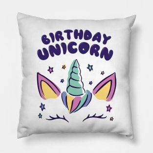 Cute Magical Birthday Unicorn Rainbow Horn Girl Pillow