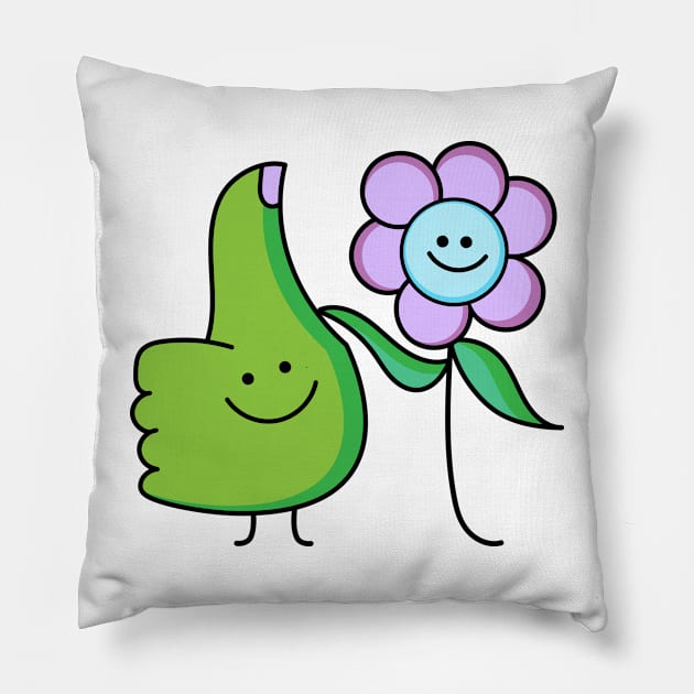 Flower with green thumb couple Pillow by spontania