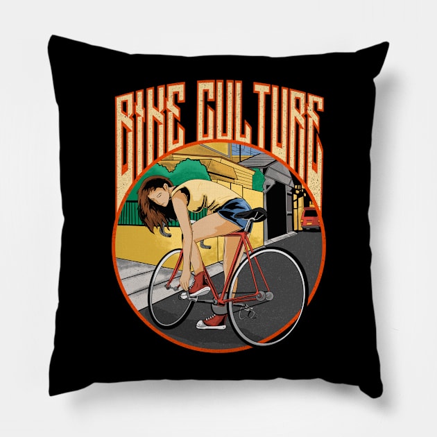 BIke Culture Pillow by lasthopeparty