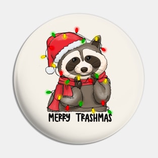 Merry Trashmas Cute Raccoon Christmas Pin