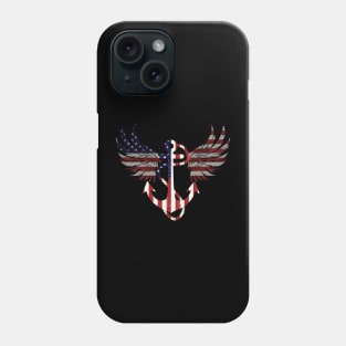 American navy, anchor, wings, map and Flag, 4th of July, happy independence day God Bless America Phone Case