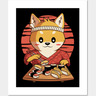 656DP Sushi Art Black and Tan Shiba Inu Dog Eating Sushi -  Portugal