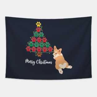 Christmas tree Dog Tapestry