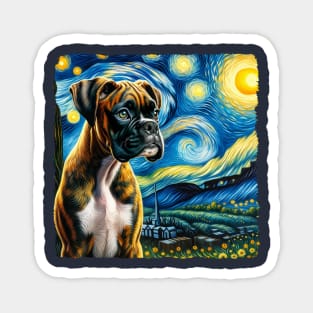 Starry Boxer Portrait - Dog Portrait Magnet