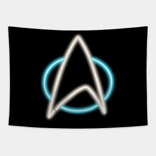 Blue Neon Star Trek Next Generation Communicator Badge Top Left Tapestry