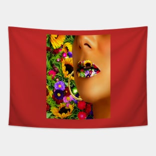 Lips in Multiflower Tapestry