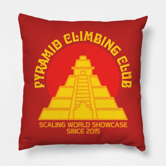 Pyramid Climbing Club Pillow by GoAwayGreen