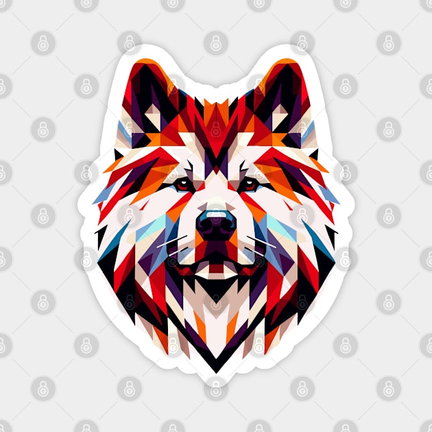 Geometric Akita Portrait: Vibrant Polygonal Art Magnet by AmandaOlsenDesigns