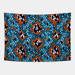 Snakeskin Pattern (Blue and Orange) Tapestry